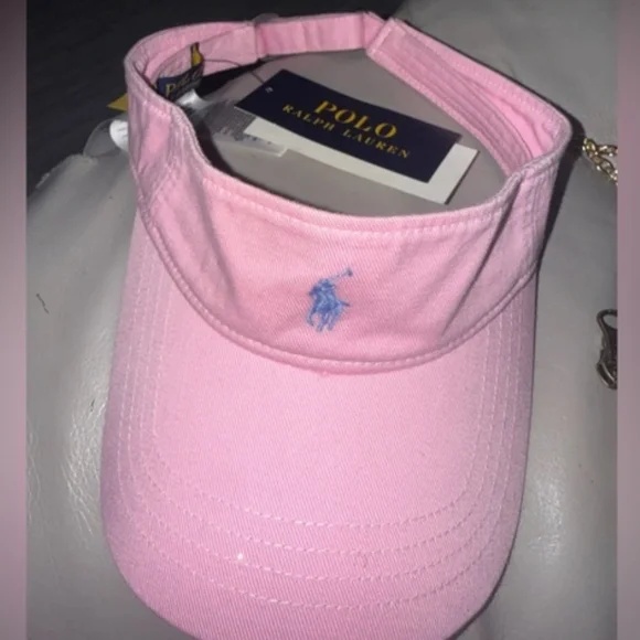 NWT Kid's Polo Ralph Lauren Pink Visor with Light Blue Logo - Picture 2 of 4